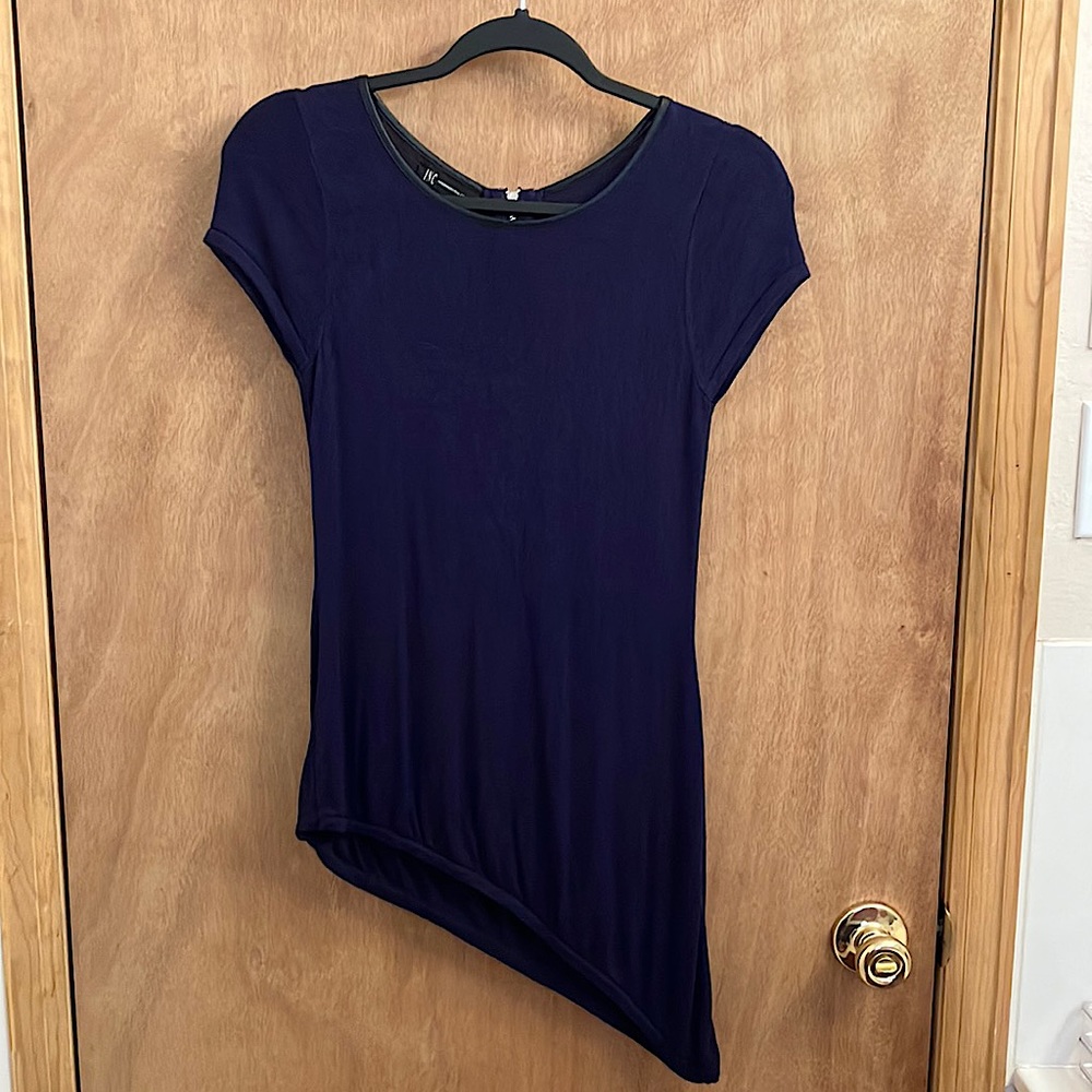 I.N.C International Concepts small blue asymmetrical cut knit top